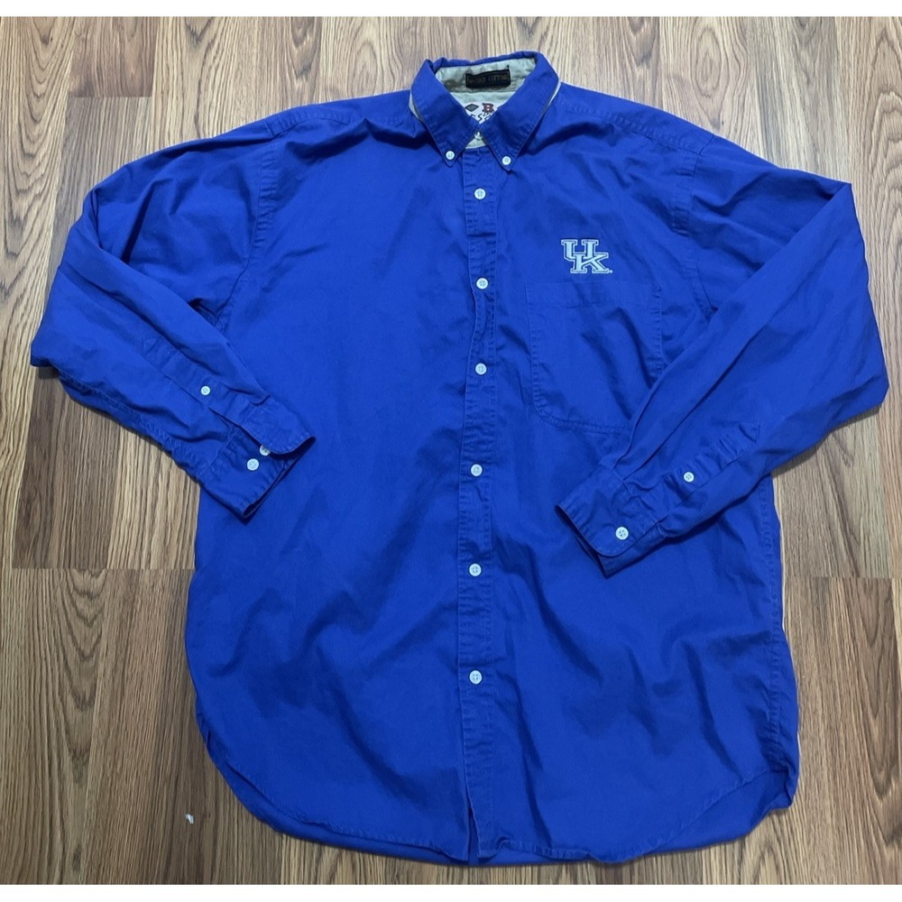 Kentucky Wildcats Shirt Mens Large Logo Button Down Collared Game Day Blue